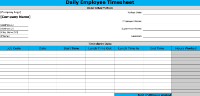 Daily Timesheet Template