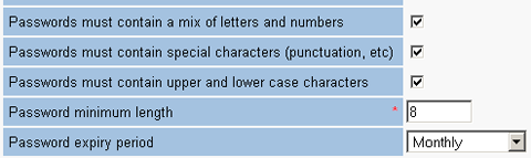 Password restrictions