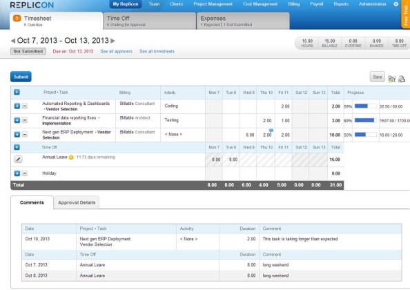 Replicon Timesheet