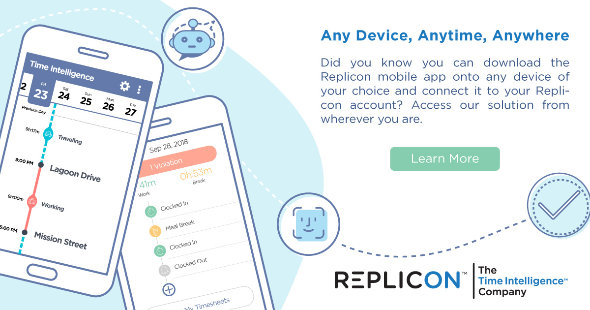 Replicon Mobile Means Time Intelligence® Anytime, Anywhere