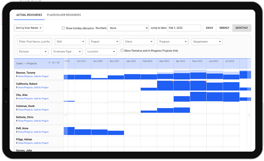 Get real-time visibility of the project data