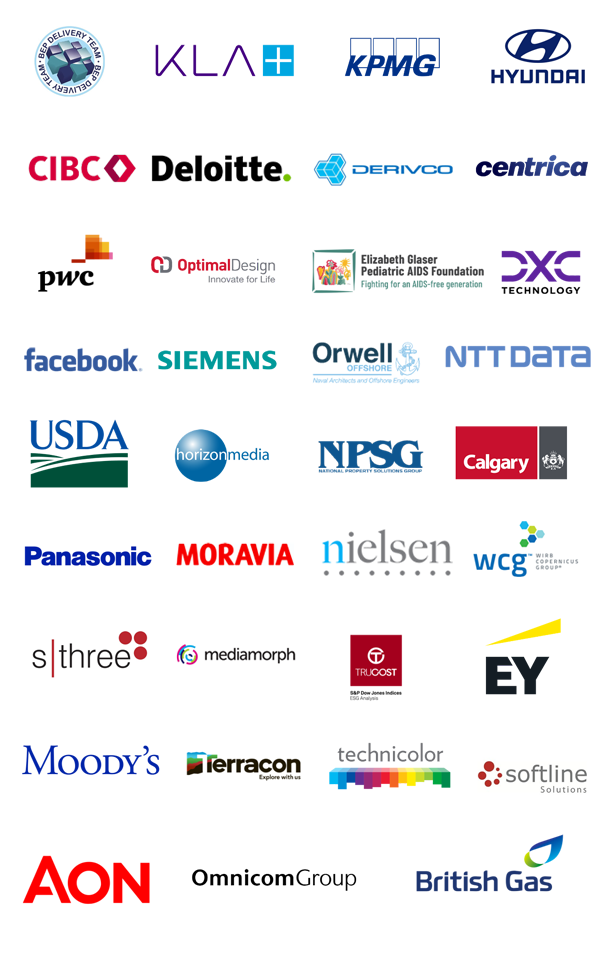 Logos of global businesses that use replicon software