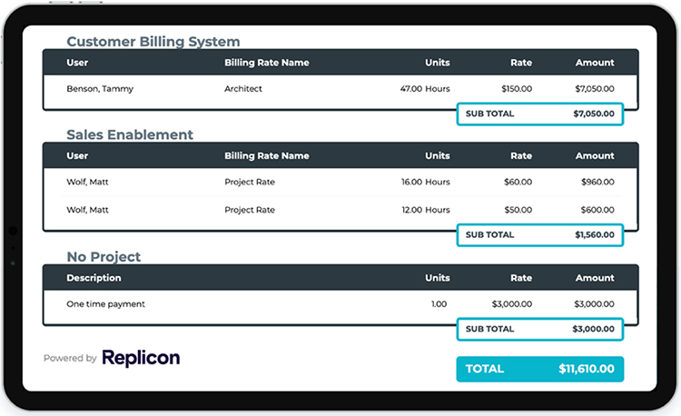 real-time invoicing for projects