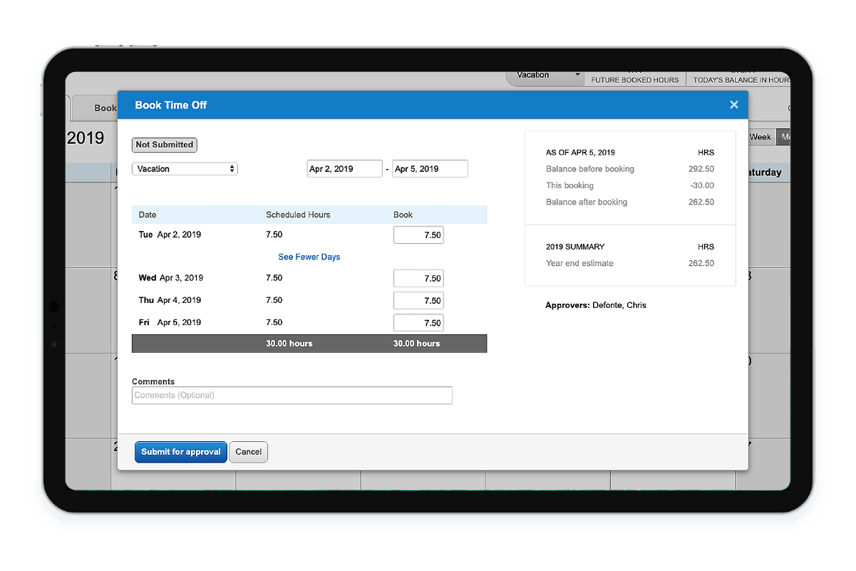 labor timesheet for employee absence