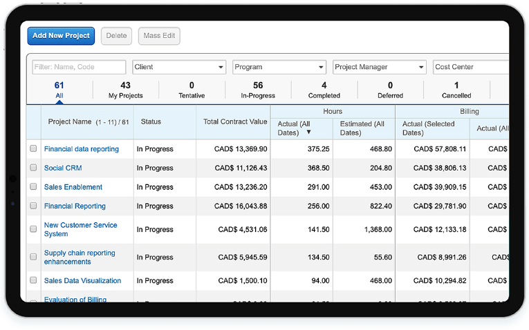 Tracking Project Cost Accounting Budgets vs Actuals using Replicon