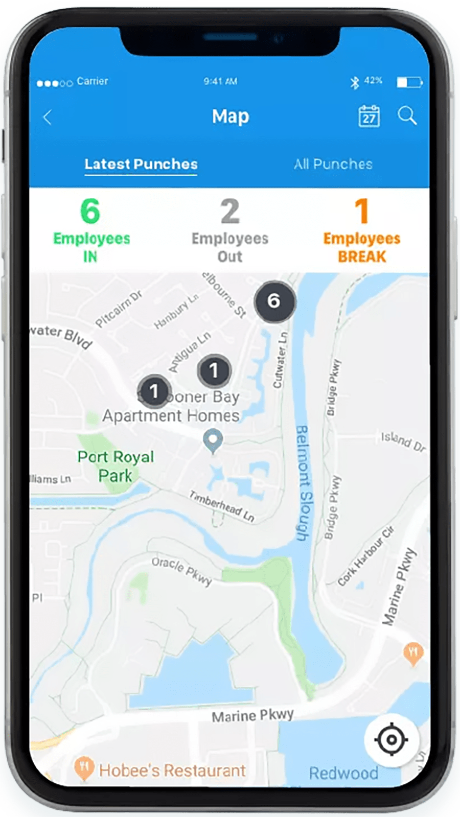 Time tracking app from Replicon with GPS tracking