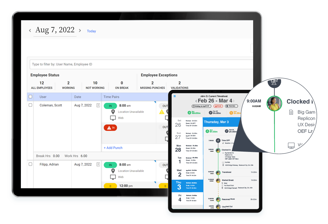 Intelligent Time Clock Features from Replicon's Workforce Management Software