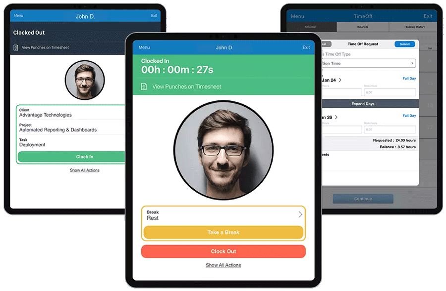 Tracking employee’s time and attendance via Replicon’s AI-powered Time Clock App