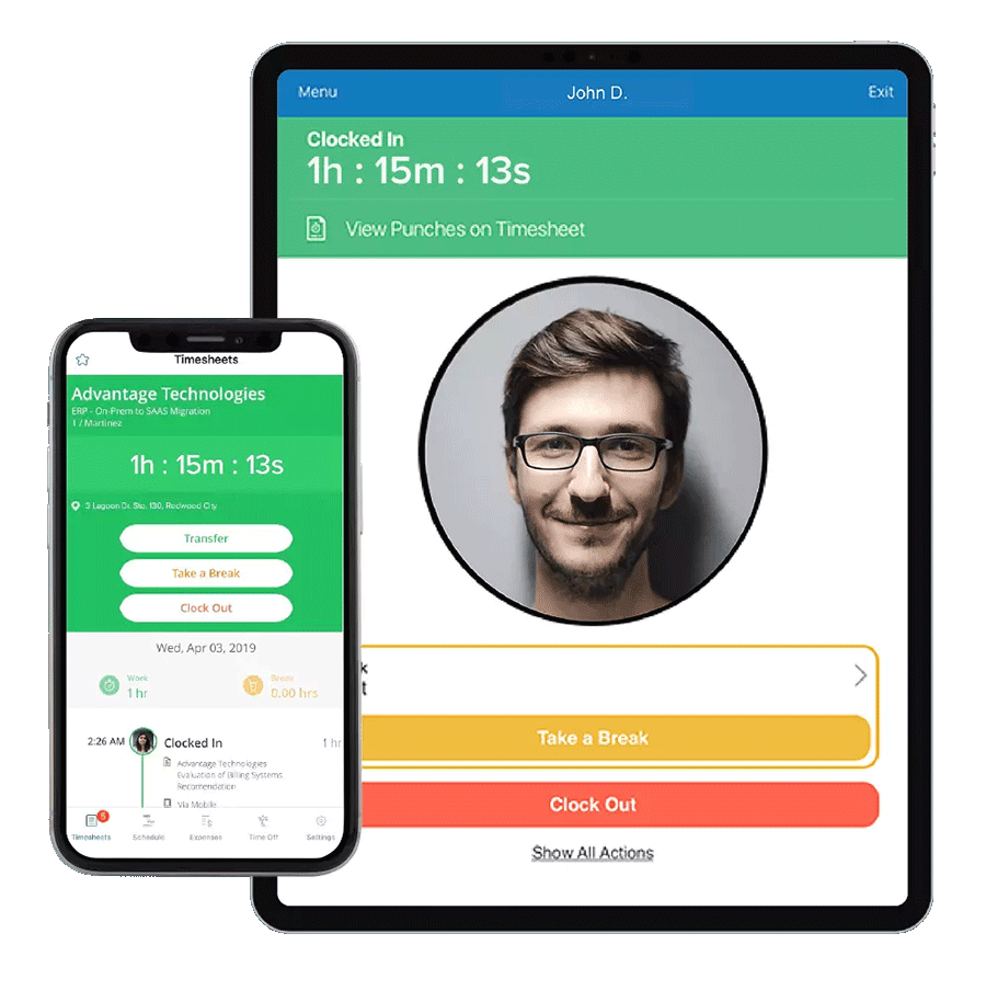 Employee timeclock app from Replicon