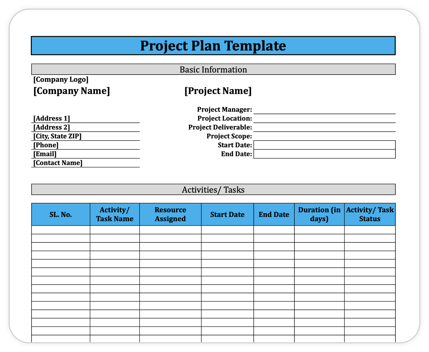 project management timeline template excel