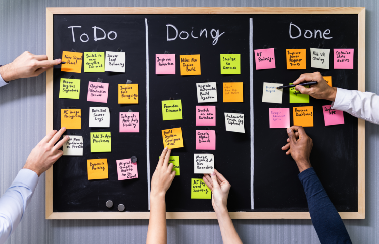 Kanban Board with Kanban Cards