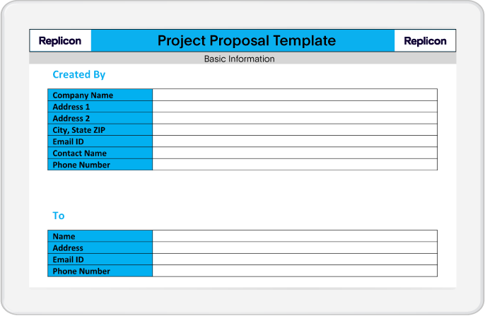 project proposal template from Replicon in word format