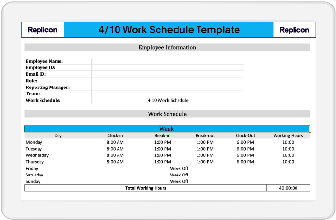 weekly timesheet template