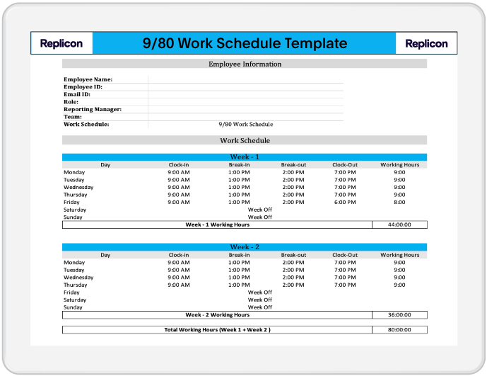 Free Employee Work Schedules 2023