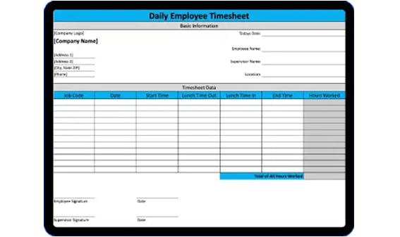 Daily Timesheet Template