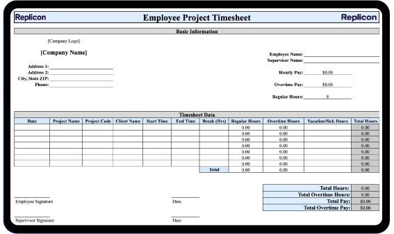 Project Timesheet Template