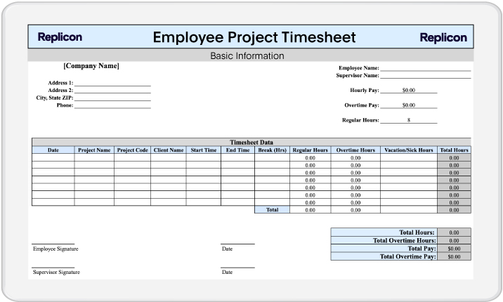 Employee Project Timesheet