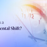 composite image showing a clock and an employee working