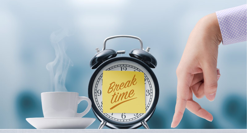 clock with sticker of break time