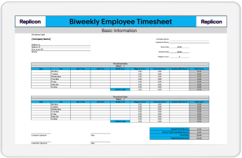 preview of biweekly timesheet template