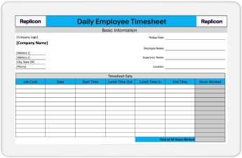 preview of daily employee timesheet template