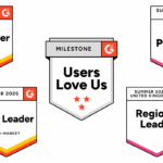 Image showing various badges received by Deltek | Replicon on the G2 website