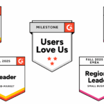 Image showing various badges received by Deltek | Replicon on the G2 website