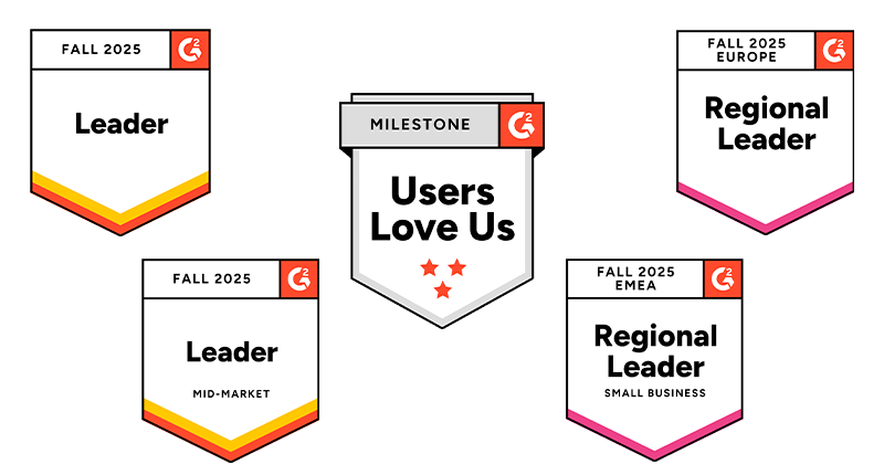 Image showing various badges received by Deltek | Replicon on the G2 website