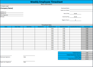 weekly timesheet template