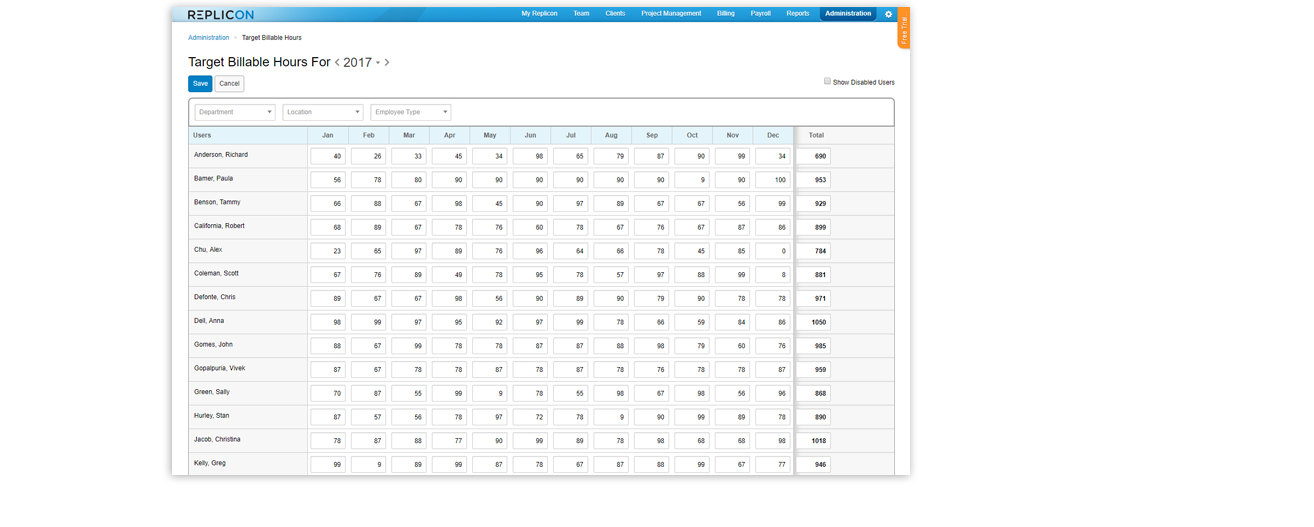 manage billable targets