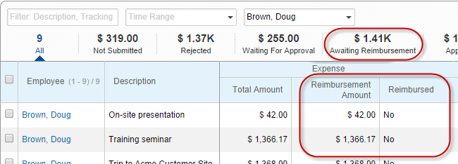 tracking expense reimbursements replicon