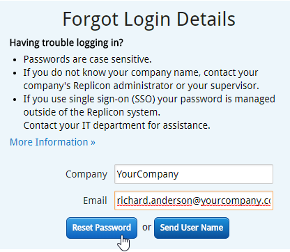 I Forgot My User Name Password Replicon