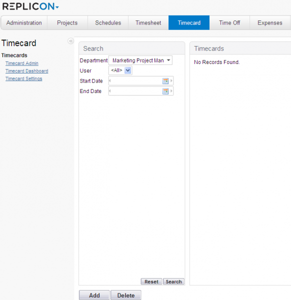 How to disable the display of Timecard Admin page after login? Replicon