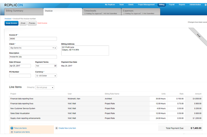 QuickBooks Replicon Invoice Syncing